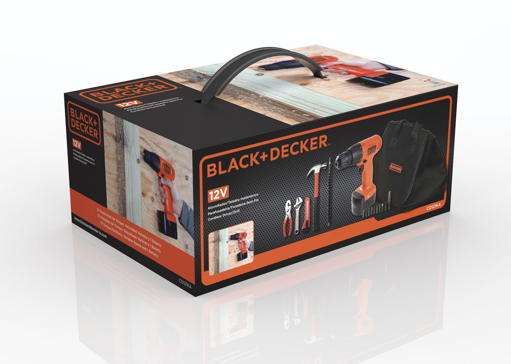 Parafusadeira e Furadeira 12V 15 Ferramentas + Bolsa CD121KA Black&decker